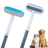 Set di 2 spazzole 4 in 1 per la rimozione dei peli di animali domestici, con manico lungo, 4 in 1, multifunzione, per divani, tappeti, tiragraffi e vestiti (blu)