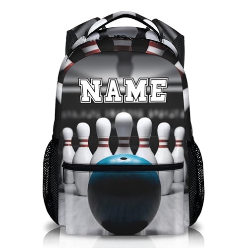 Kids Backpacks Boys, Personalized Bowling Bookbag, Kids Back to School Supplies, 17 Inch Leisure Schoolbag for Elementary Primary School Travel Camp
