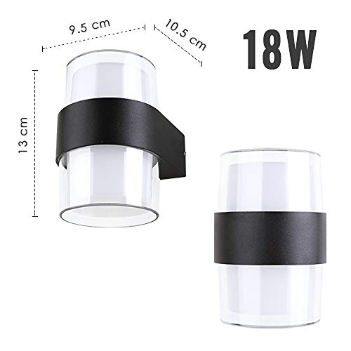 Preisvergleich Produktbild BFMBCHDJ Moderne LED-Wandleuchte Außenbeleuchtung Oberflächenmontierte wasserdichte Gartenbalkon Straße Veranda Park Licht kaltweiß Runde 18w