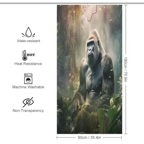 Rideau de bain gorille imperméable en polyester anti-éclaboussures lavable en machine - 4