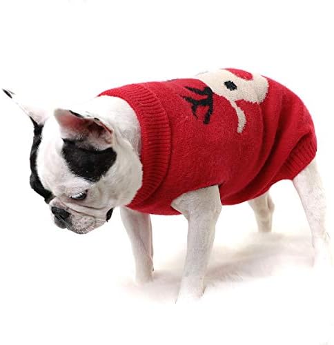 Petyoung Dog Cartoon Reindeer Sweaters, Pet Winter Warm Knitwear Clothes Christmas Coat for Small Medium Dog Cat