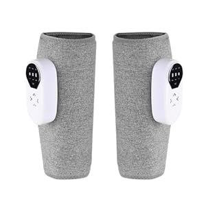 Beinmassagegerät mit Heizung - Luftdruck-Massage für Oberschenkel und Beine, 3 Stufen Wärme (45°/55°/60°), 3 Intensitäten, LCD-Display, 20 Min Auto-Off, USB-Aufladbar - Grau (1 Paar)