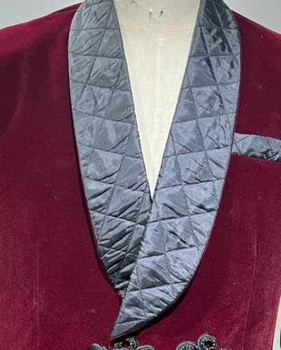 Men's Velvet Smoking Robe Short Double Breasted Smoking Jacket Wedding Dinner Party Blazer Coat 613