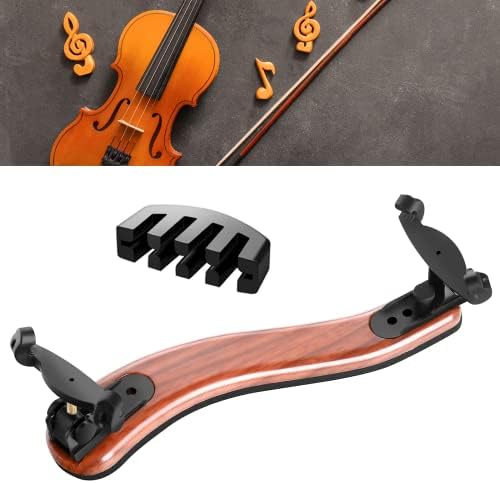 SUEWIO Violin Shoulder Rest for 4/4 and 3/4 Size, [Imitation Wood Grain] Violin Shoulder Rest with Comfortable Foam Pad & Height Adjustable Feet