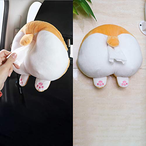 Car Tissue Box Cover Holder, Anime Cartoon Corgi Butt Toy Paper Box Tissue