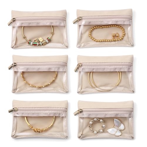 Vlando Velvet Jewellery Pouch with Zipper - 6 Pcs Travel Jewellery Organiser for Business Trip 6 Bag