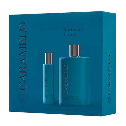 CARAMELO - Vetiver Lush Estuche Regalo 100 + 30 ml, Colonia Hombre, Pack 2, Perfume Formato Spray, Eau de Toilette Natural y Masculina, Aroma Aromático Fougére, Fragancia Fresca, Elegante