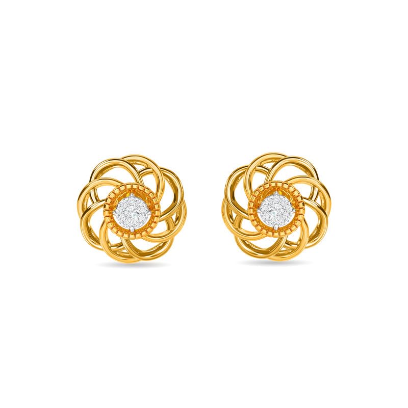Image of KISNA JEWELS 14KT|18KT BIS Hallmark Pure Gold and Diamond Stud Earrings For Women with Screw Back clouser