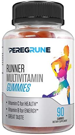 PEREGRUNE Runner Multivitamin Gummy, Fruit Flavored Daily Vitamin for Running with Vitamins A, C, D, E, and B Complex – 50% Less Sugar – Helps Health, Recovery, Endurance, and Energy