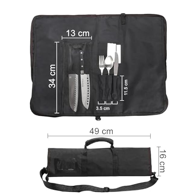 Tosnail Chef Knife Case Roll Bag Black