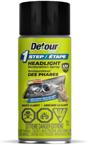 Detour 2-in-1 Headlight Restoration Spray, Headlight Clear Coat & Quick Restorer, UV MAX Durable Protection, Easy to Use, 3 oz
