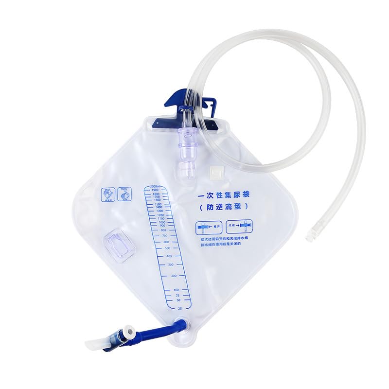Sac de drainage urinaire de 2000 ml, sac d'urine avec chambre anti-reflux, pour les aides à la santé à domicile et aux hôpitaux,30 pcs