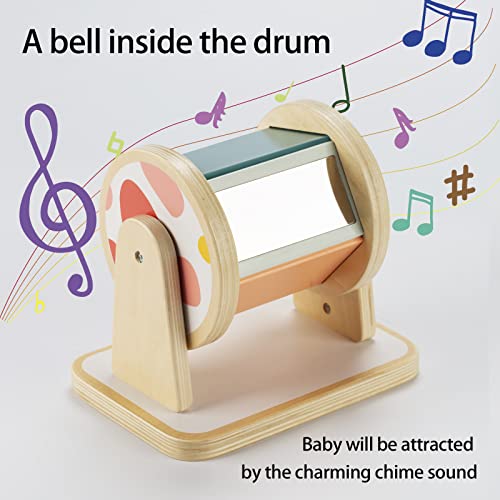 Image of Twefex Montessori Spinning Drum, Montessori Toys for Babies 6-12 Months, Montisory Baby Toys for 1 Year Old Infant, Wooden Toy for Baby