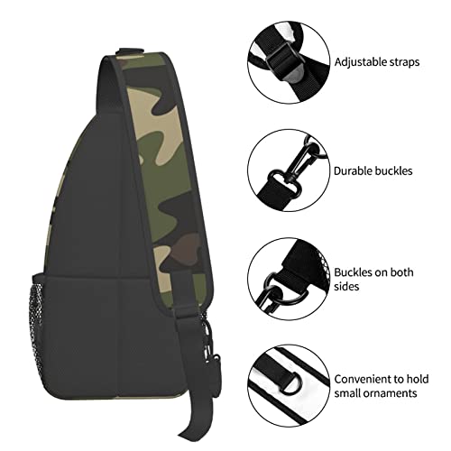 Lakuervi Camo Chest Sling Bag Seamless Green And Brown Colors Camouflage Pattern Military Background Crossbody Shoulder Backpack Lightweight Travel Hiking Casual Daypack For Men Women #TOP4