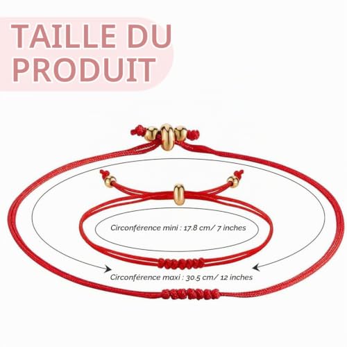 KUMSODE 2 Pièces Bracelet fil rouge, Amulette protection puissante, Réglable Kabbalah Bracelet Nœud Fil Bracelet, Bracelet rouge porte bonheur – vue 2