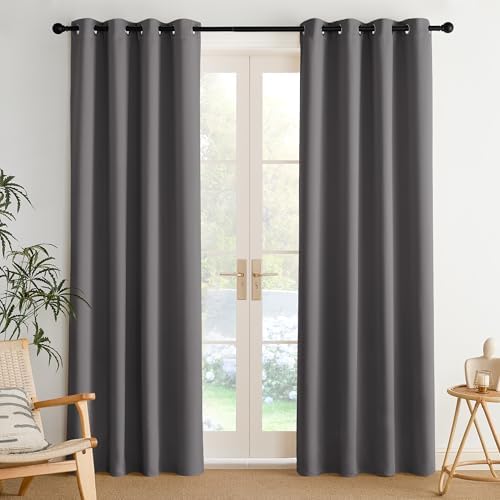 NICETOWN Room Darkening Draperies Curtains Panels, 2 Panels Grey ...