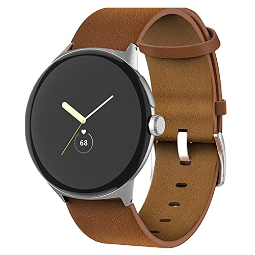 KROREN Correia para Google Pixel Watch Pulseira, couro substituir pulseira para Google Pixel Watch, Castanho, Tira