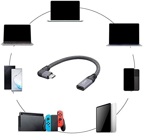 Tbkoly Right USB C Extension Cable Short (1.6Ft), Braied &Aluminum USB-C 3.1 Male to Female Extension,Gen 2 10Gbps