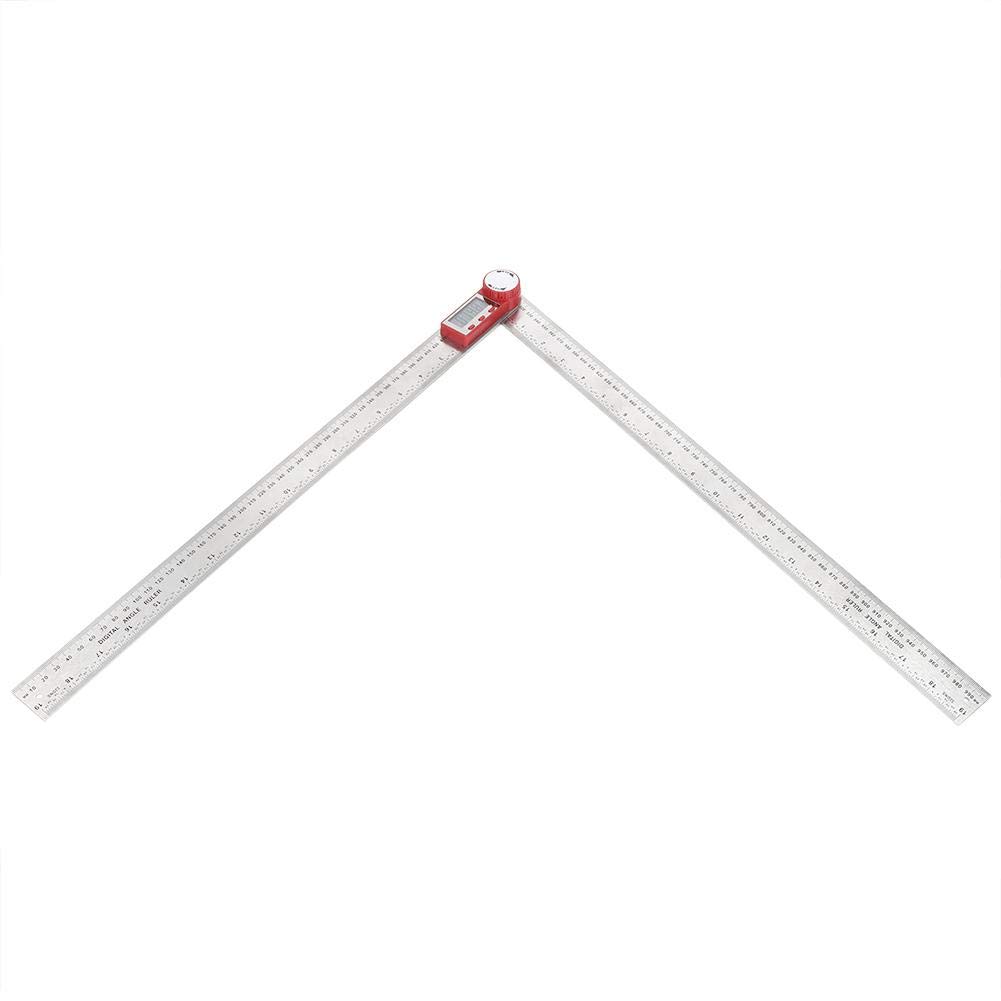 Regla de ángulo digital, acero inoxidable Buscador de longitud de 360 ​​grados Transportador con herramienta de medición de pantalla LCD para medición de ángulo y longitud(0-500mm)