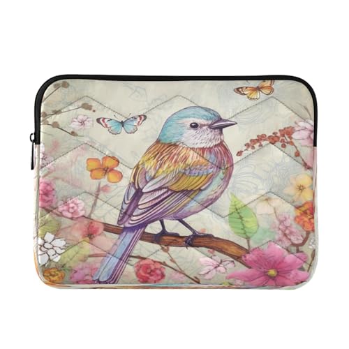 Funda para portátil con diseño de aves y flores para portátiles 13-14 pulgadas