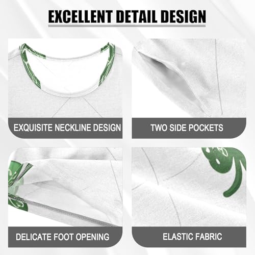 Summer Pajama Set Four Leaf Clover Tile Color Pattern, Short Sleeve Sleepwear Nightwear4