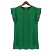 Zmart Women's Ruffle Sleeve Chiffon Blouse Shirt Green X-Large