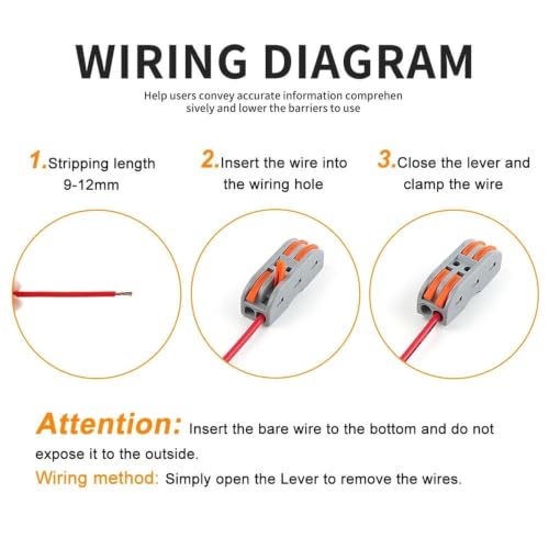 Bloques de terminales eléctricos de 30 conectores de cable de empuje de palanca 28-12 AWG 4