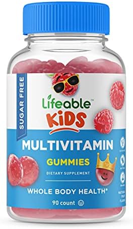 Lifeable Sugar Free Multivitamin for Kids – Great Tasting Natural Flavor Gummy Supplement – with Vitamins A, C, D, E, Niacin, B6, Folate, B12, Biotin, Pantothenic Acid, Iodine, Zinc, – 90 Gummies