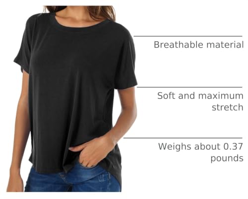Image of Herou Women Loose Fit T-Shirts Soft Short Sleeve Crew Neck Casual Tee Tops | Lightweight,Basic,Workout,Comfortable,High Low Hem,Oversized
