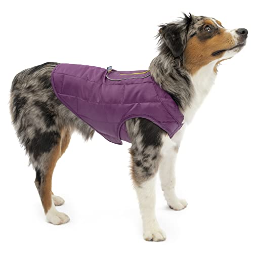 Kurgo Loft - Abrigo/Chaqueta para Perro de Diseño Reversible, Impermeable, Ajustable, Morado/Gris, XS