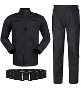 Tactical Suit Men’s Camouflage Combat BDU Jacket Shirt & Trousers Uniform Camo Suit Belt CS Game ...