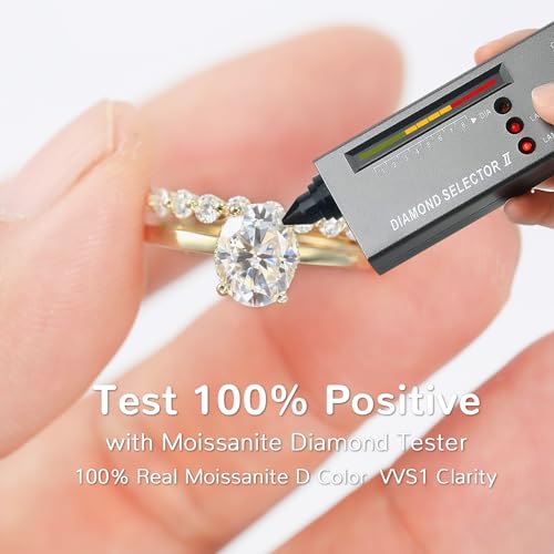 3CT Moissanite Wedding Ring Set for Women D Color VVS1 Bridal Set Wedding Bands S925 Sterling Silver with 9K Gold Plated Genuine Moissanite Engagement Promise Rings for Her Size 6.52