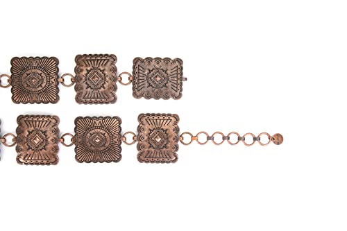 Cnbome Women's Bronze Antique Silver Square Buckle Chain Belt Adjustable Metal Belt (Brone, Xlarge) #TOP3