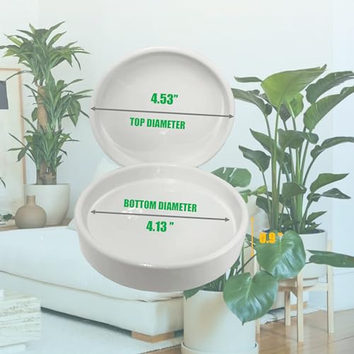 Yukfona Plant Saucer Pot Tray Planter Saucers 4 Pack 4 in,5 6 7 8 9 10 11 12 13 Inch for Indoors Outdoor, Durable Sturdy Ceramic Flower Drainage drip Water Tray for Glazed Pots Base (4 Inch-White) by Yukfona - Image 2