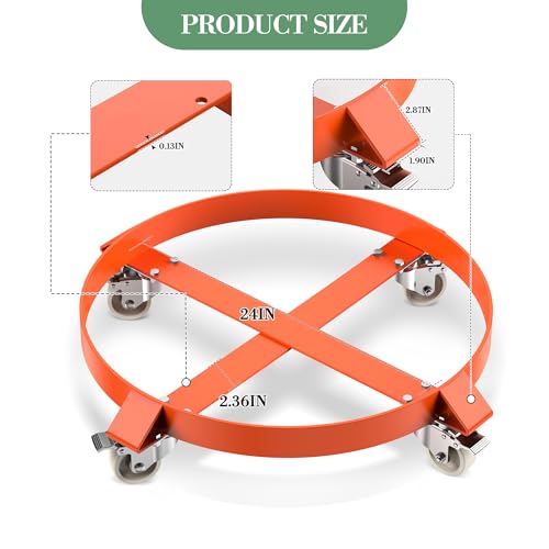 1 Pack 55 Gallon Drum Dolly, Heavy Duty 1250LBS Load Capacity Drum Cart,Non Tipping Hand Truck with 5 Swivel Casters Wheel for Warehouse Drum Handling by Mochalight - Image 4