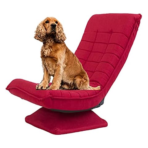living room bedroom 360°swivel floor chair High Back Lazy Sofa Chair Folding Chair with Removable Base Cover Built-in Spring Mechanism Comfortable Sponge Seat cushion/red【Delivery from UK warehouse】 … Cover