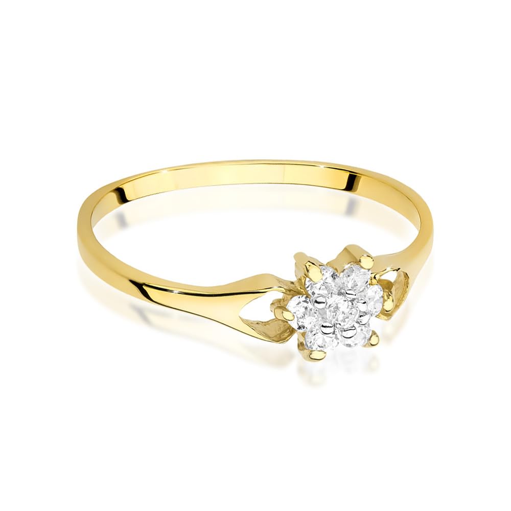 MARKO Damenring aus 8 Karat (333) Echtgold – Feiner Goldring mit weißem, blauem oder hellblauem Stein
