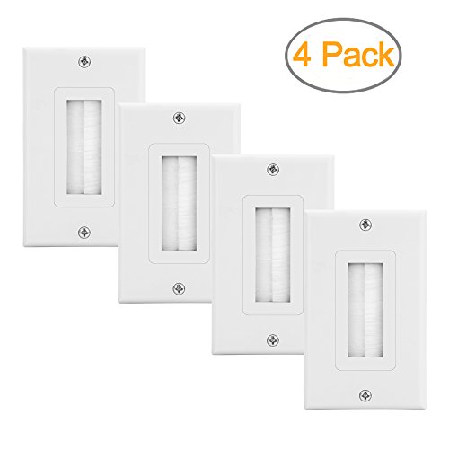 Brush Wall Plate Decora Style Cable Pass Through Insert Wall Plate for Wires,Single