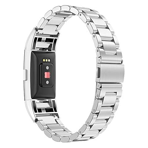 Simpeak Correa de Acero Inoxidable Compatible con Fitbit Charge 2 Cover