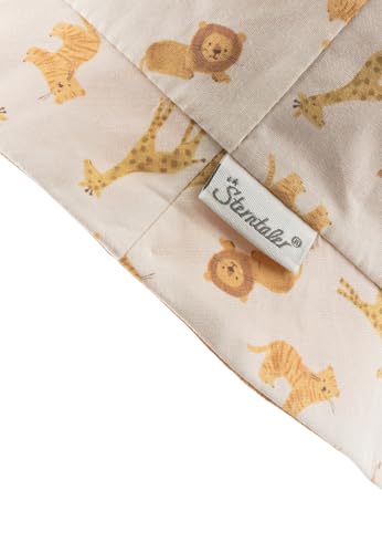 Sterntaler Wende Fischerhut Giraffen - Sommer Mütze mit Print aus Baumwolle - Wendeseite aus Musselin - UV-Schutz 50+ Sonnenkappe - Baby Kinder Kopfbedeckung- Natur, Größe 47