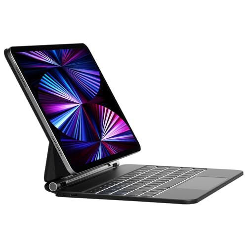 HOU Magnetic Floating Keyboard Case for iPad Pro 12.9 (6th Generation 2022), Slim Keyboard Cover with Multi-Touch, Soft White Backlight for iPad Pro 12.9 5th (2021), 4th (2020), 3rd (2018) Gen, Black