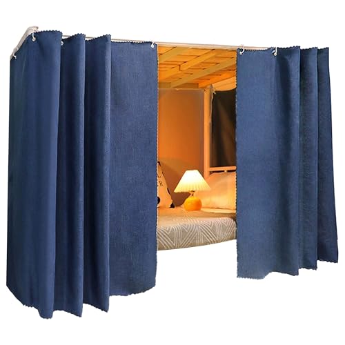 Image of Cute Bottom Bunk Bed Curtain Student Dormitory Blackout Cloth Bedding Tent Bed Canopy Single Sleeper, Dark Blue
