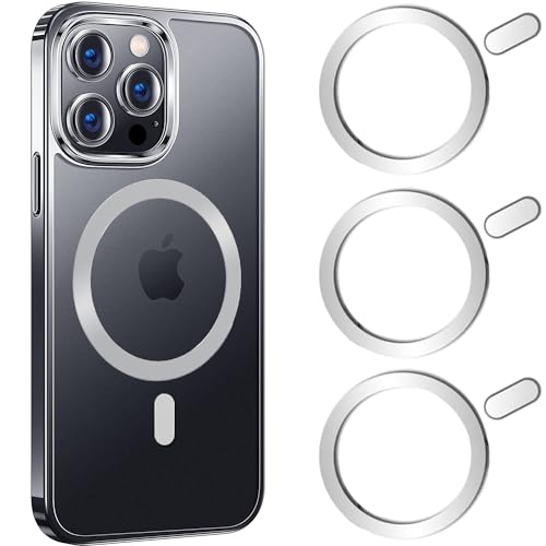Image of COJOC 3PCS for Magsafe Ring Sticker,Universal Magnetic Conversion Adapter Compatible with Wireless Charging Accessories for iPhone 16 /15 /14 /13 Pro Max Mini, Galaxy Series and Phone Case,Silver