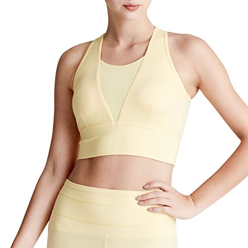 Nishore Sutiã esportivo feminino com decote em U malha de costura Racer costas cortadas tops colete