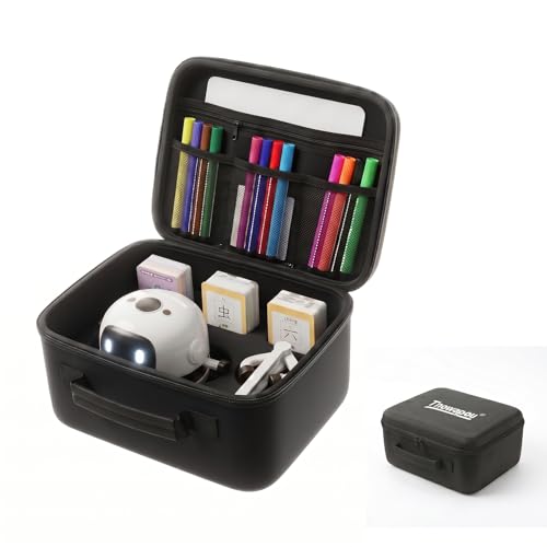 Drawing Robot Carrying Case for RIVGOT for NAUQUOHZ for GROWNSY and More Universal Voice Interactive Educational Drawing Machine Box with Mesh Bag & Groove for Drawing Cards (Case Only Black)