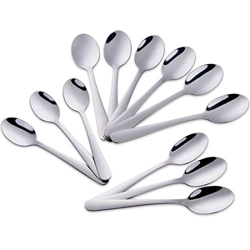 Buyer Star 12 cucharas de café Plateado Mini cucharadita INOX para Postre De Azúcar Torta Espresso Demitasse Helado