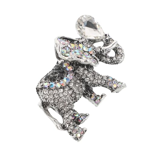 HEMOTON Broche de Elefante Plateado con Brillantes de Imitación Pin de Solapa Animal Joyería para Suéteres Bufandas y Abrigos Regalo Original para Mujeres Joya Suerte