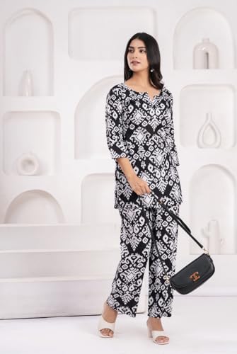 Image of YAZIA Women Cotton Lounge Wear Set - Printed Top & Pyjama Co-Ord Set | Soft Breathable Fabric | Daily, Nightwear & Home Wear | Small to 3XL