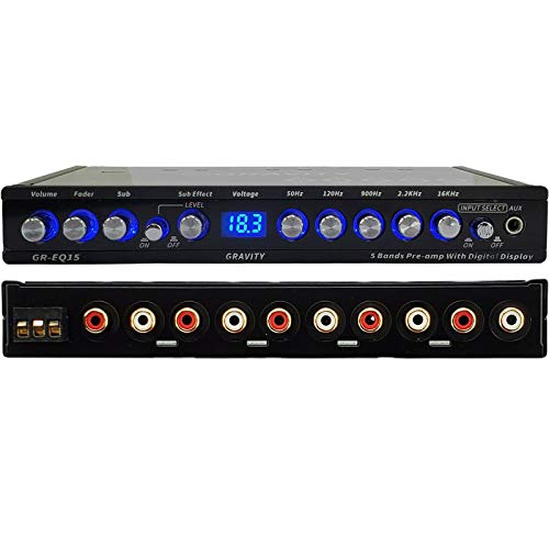 Gravity Eq15 1/2 Din Five Equalization Bands Car Audio Equalizer Eq Front, Rear +Master Volume Control With Up To 9 Volts Rms Of Output/Three Stereo Rca Output #TOP1