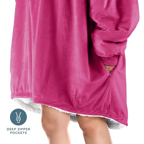 Image of Bare Home Wearable Blanket Hoodie - Soft Plush Sherpa - Warm and Cozy - Oversized Wearable Blanket